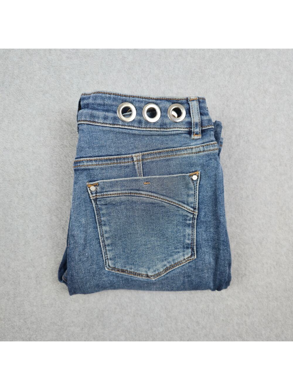 Karen Millen Womens Size 2 High Waist Jeans Grommet Waistband 26x26